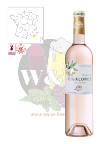 Bottle of AOC Côtes de Provence - Château Cheval Quancard Cigalonde. This is a lively, refreshing rosé with citrus notes. A perfect accompaniment to aperitifs, barbecues and other Mediterranean dishes.