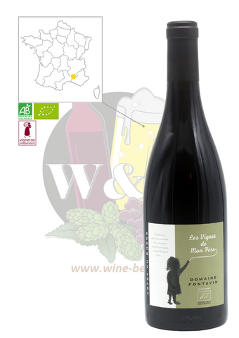 Bottle of AOC Côtes du Rhône - Domaine de Fontavin. It is a complex red wine, with notes of red fruit, liquorice and spices.