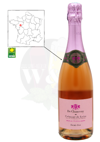 Bottle of AOC Crémant de Loire Rosé - Robert & Marcel - Demi-sec. This is a Crémant made from fine bubbles, with notes of red fruit bringing freshness and roundness.