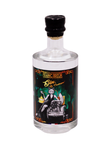 Bottle of Craft Gin made of chestnuts - La Castagne FRANC TIREUR Distillery from Normandy