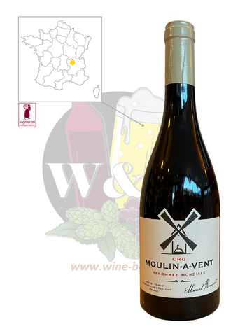 Cette bouteille est un vin rouge AOC Moulin à vent, puissant et structuré, aux arômes de fruits noirs.