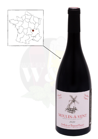 Le vin rouge AOC Moulin à Vent du domaine des Riottes (Beaujolais) est un vin charnu et fruité, parfait pour accompagner des paupiettes de veau, ou encore sur du boudin noir.