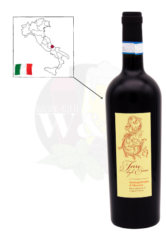 Bouteille de DOC Montepulciano D'abbruzzo - Terre Degli Eremi. C'est un vin rouge equilibré et harmonieux sur des notes de cassis et de myrtilles.