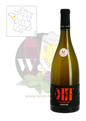 Bouteille d'IGP Val de Loire - 100% Sauvignon Gris Art Vin. C'est un vin blanc aromatique, rond et frais. A déguster dès l'apéritif.